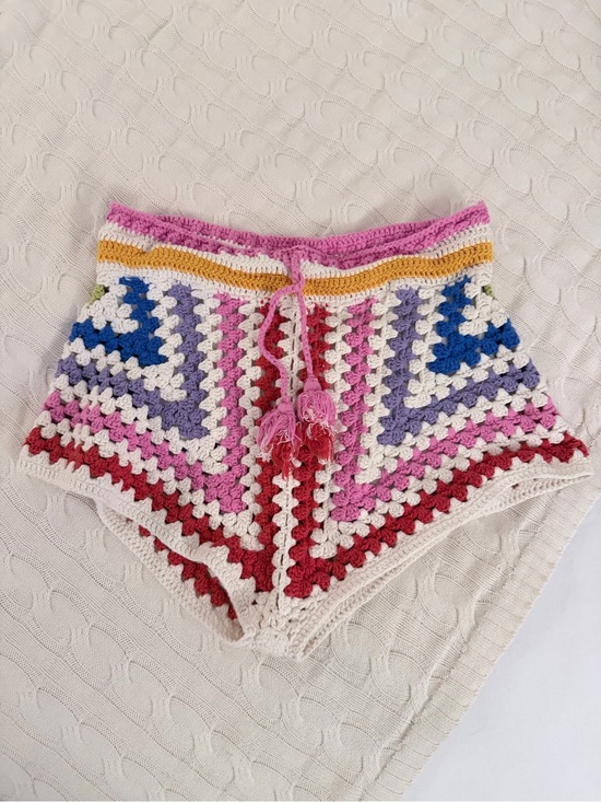 FARM Rio Pants - FARM Rio Multicolor Crochet High-Waist Tassel Shorts